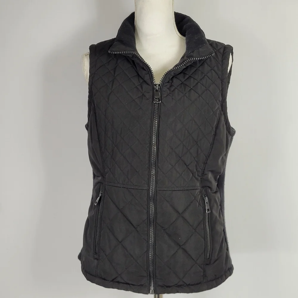 Andrew marc polyester Black puffer vest Size Medium